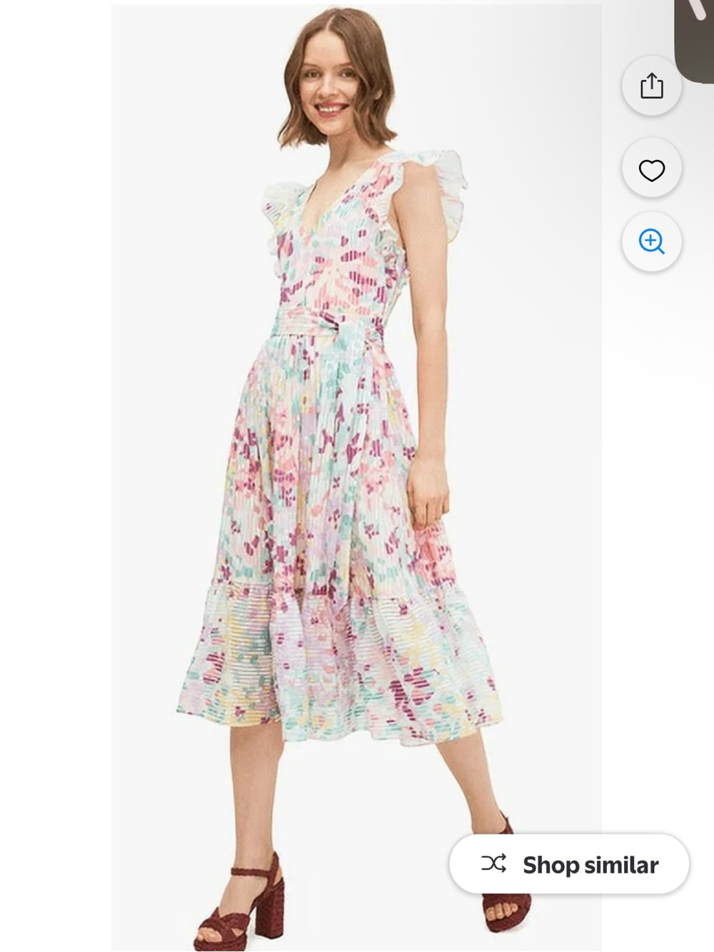 This is a Kate Spade Painted Petals Burnout Dress Ruffle Sleeves NWOT 8